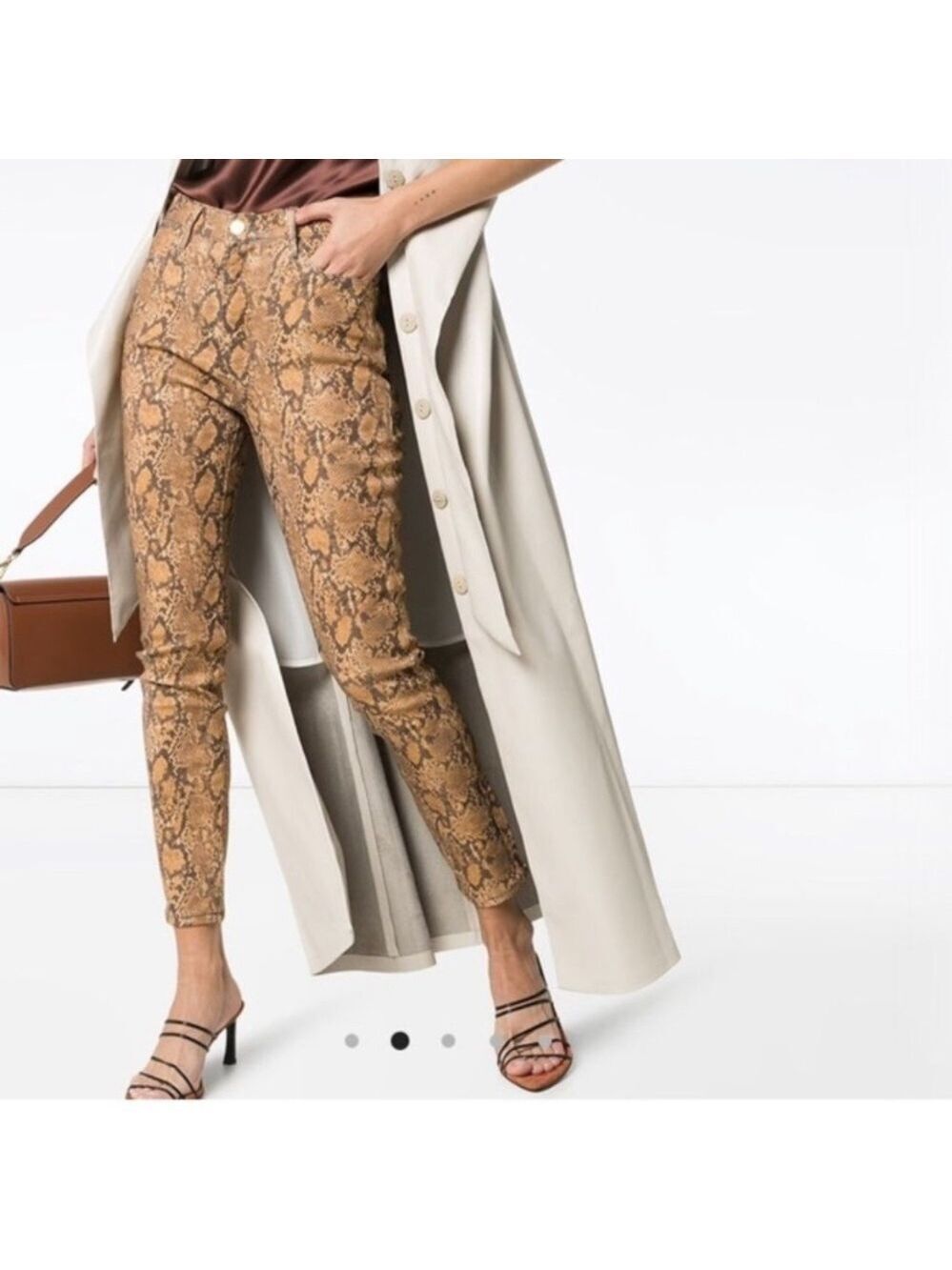 Frame Le High Skinny Crop Coated Python Jeans, size 25